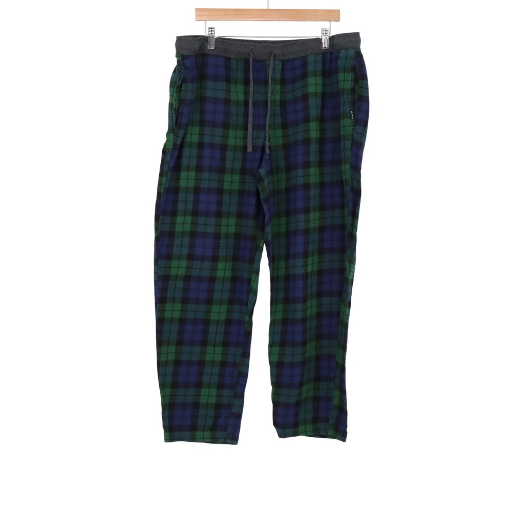 Eddie Bauer Lounge Pants Mens XL Plaid Green Flannel Pajama Bottoms